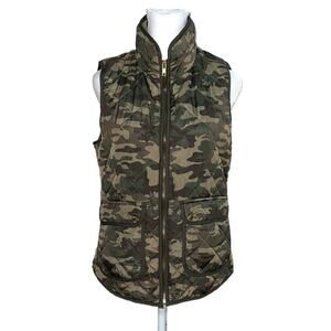 Cynthia Rowley Women’s Camouflage Full Zip Quilted Vest Size S Pockets Camo